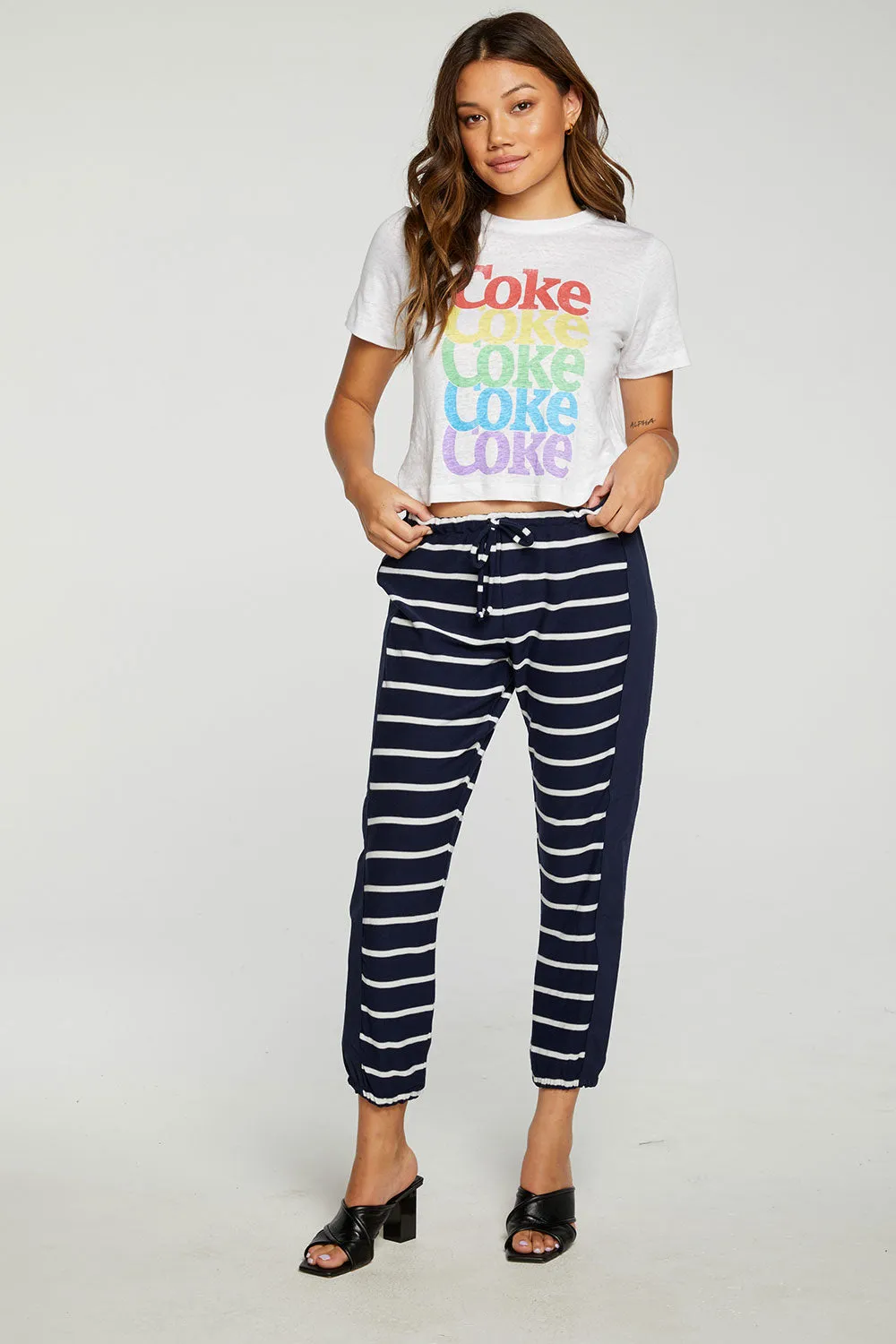 Recycled Cozy Knit Mixed Poplin Side Panel Jogger