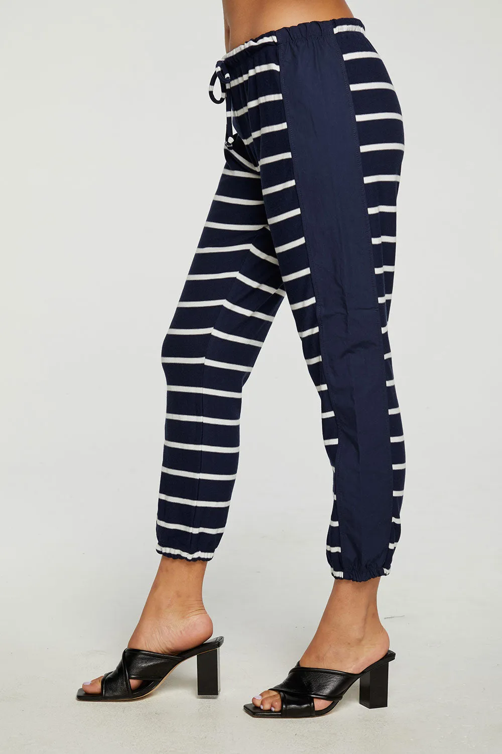 Recycled Cozy Knit Mixed Poplin Side Panel Jogger
