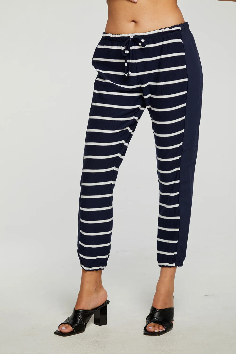 Recycled Cozy Knit Mixed Poplin Side Panel Jogger