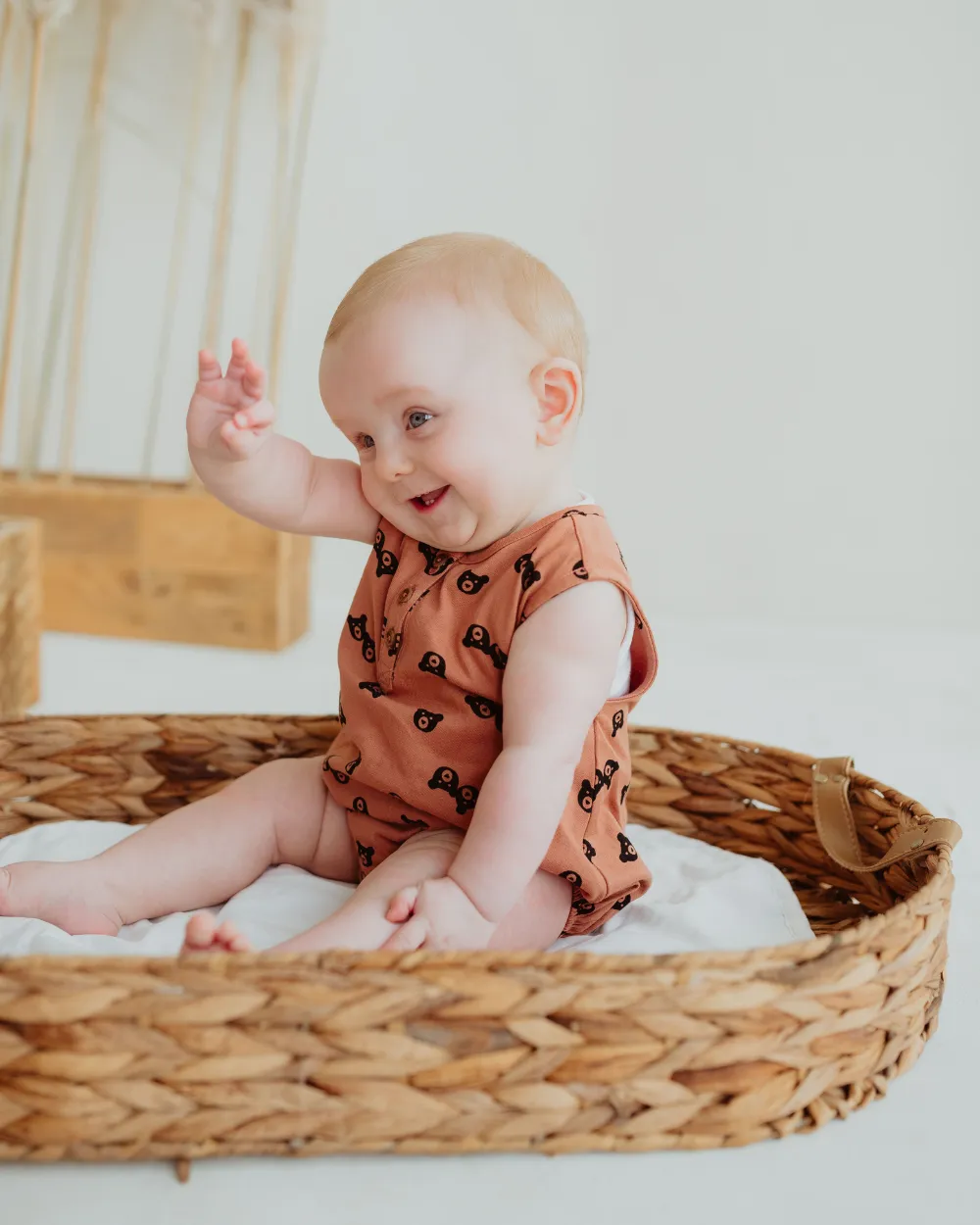Red Bear Print Romper