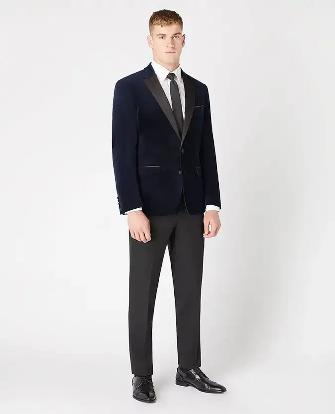 Remus Uomo Men's Monti Slim Fit Velvet Tuxedo Jacket Navy