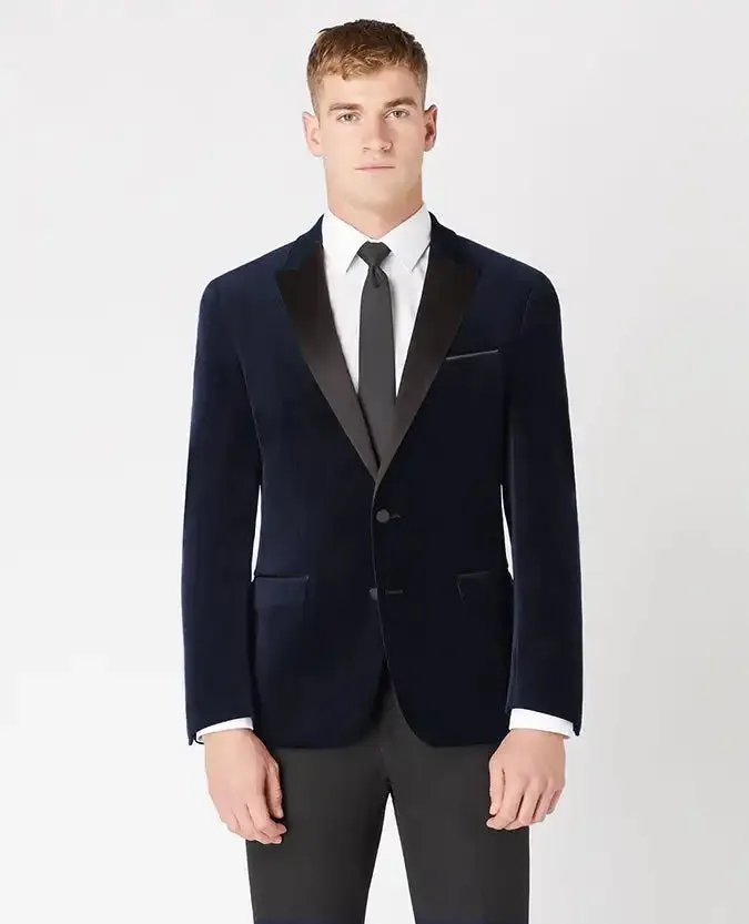 Remus Uomo Men's Monti Slim Fit Velvet Tuxedo Jacket Navy