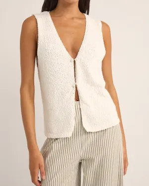 RHYTHM ADELE LONGLINE KNIT VEST - WHITE