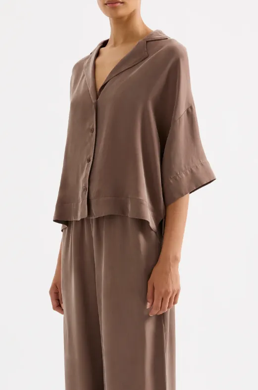 Rika SS Cupro Shirt Chestnut