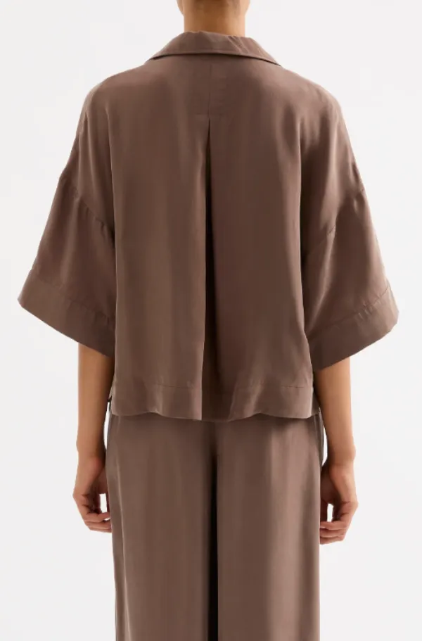 Rika SS Cupro Shirt Chestnut