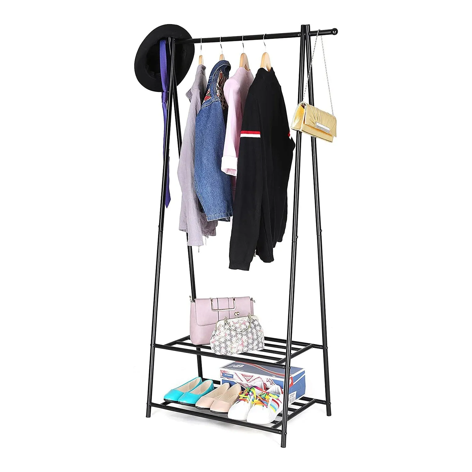 Rootz Clothes Rack - Coat Stand - Garment Rack - Steel Tubes - Space Saving - Easy Assembly - 87.5cm x 155cm x 41cm