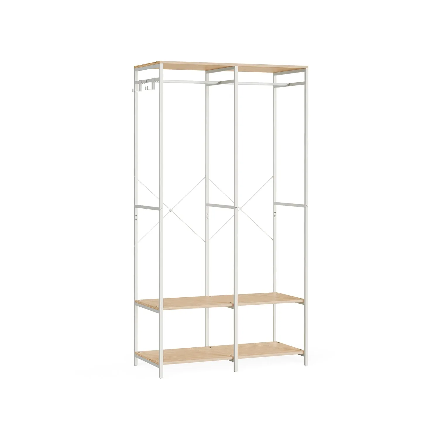 Rootz Clothes Rack Organizer - Garment Rack - Wardrobe Stand - Steel Chipboard - Heavy Duty - Natural Beige - 40cm x 94.5cm x 180cm