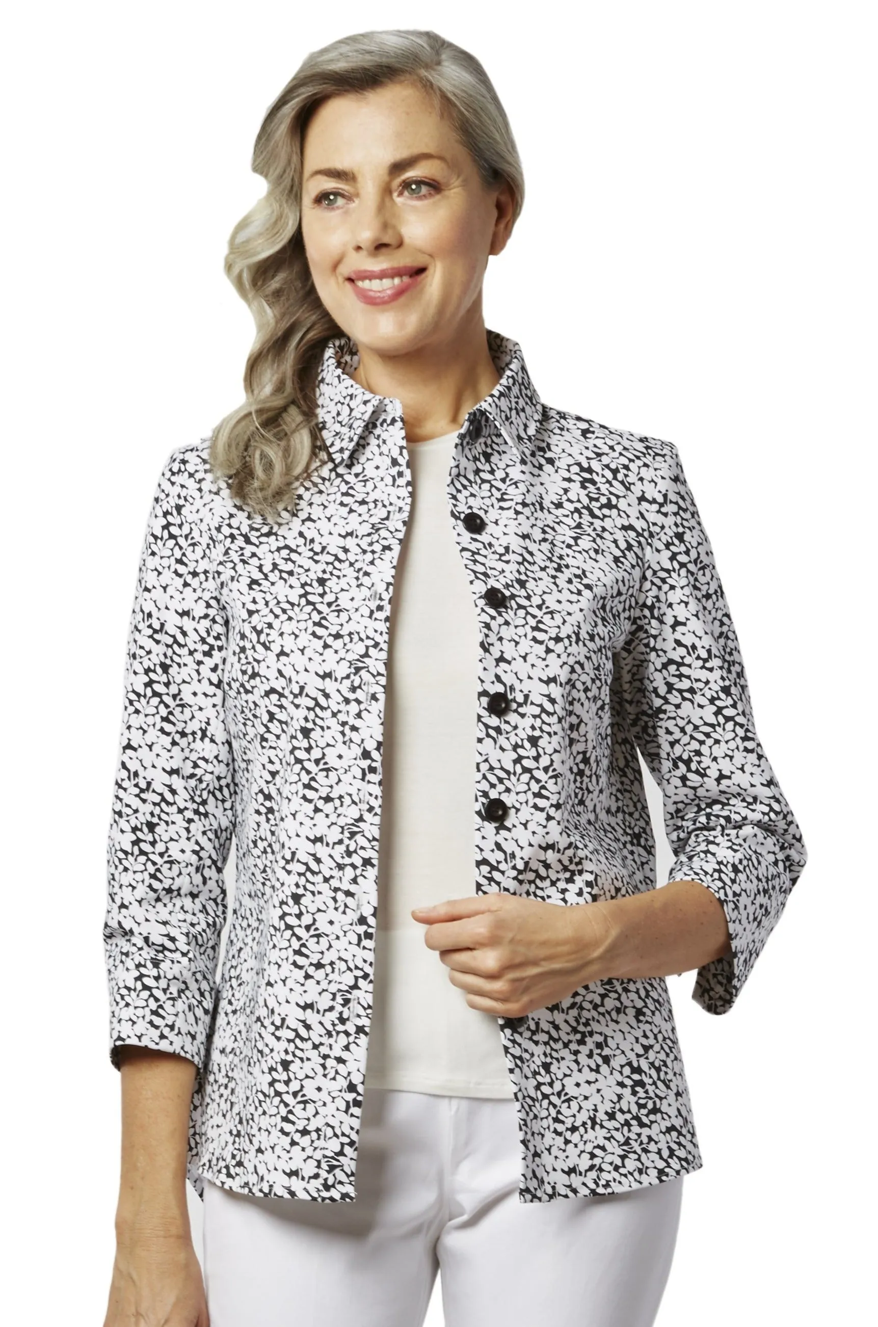 Ruth Shirt Jacket - Printed Stretch: FINAL SALE