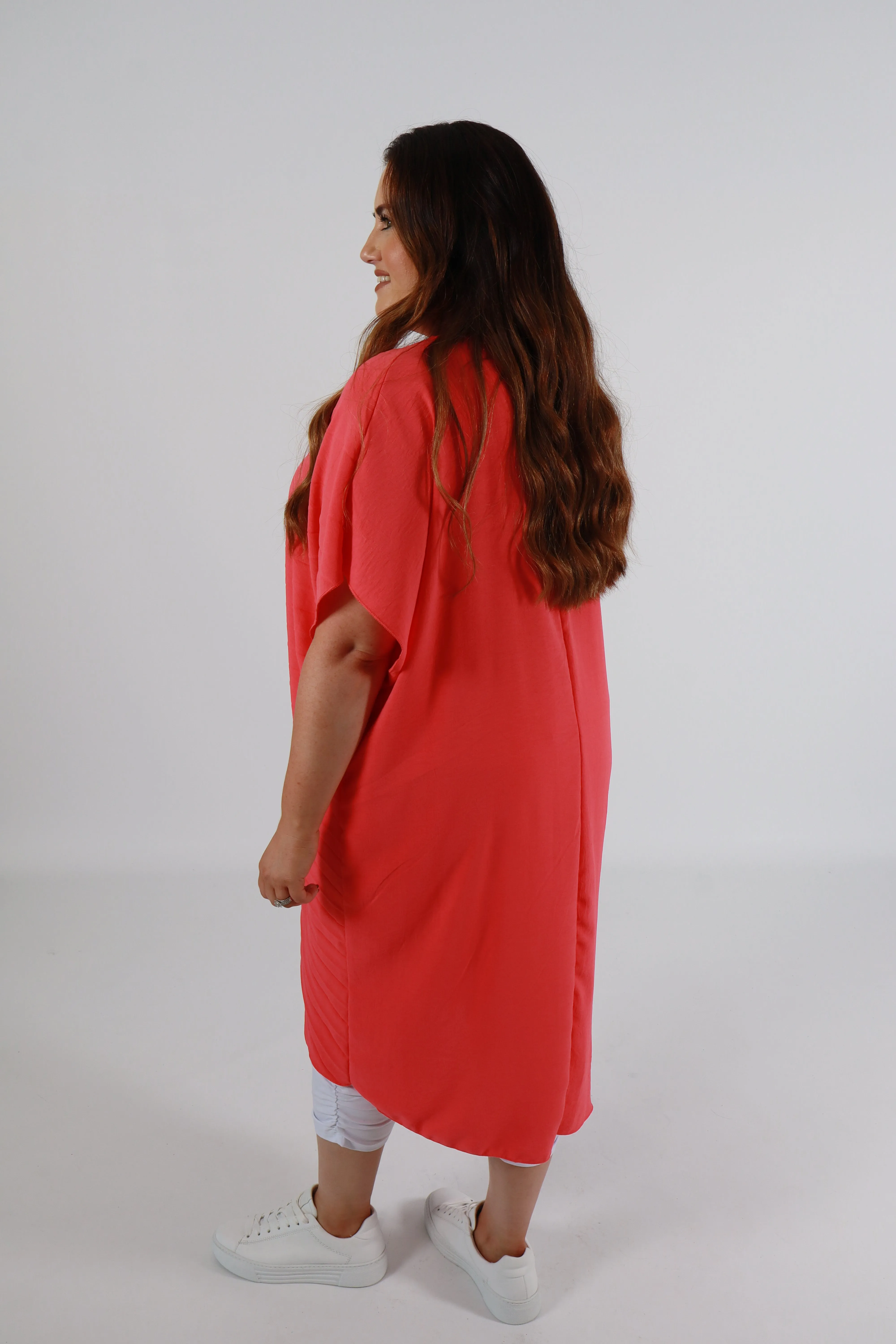 Sadhbh Pleated Oversized Tunic in Salmon