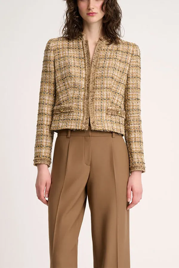 SAGGI BEIGE CROPPED WOVEN COTTON JACKET