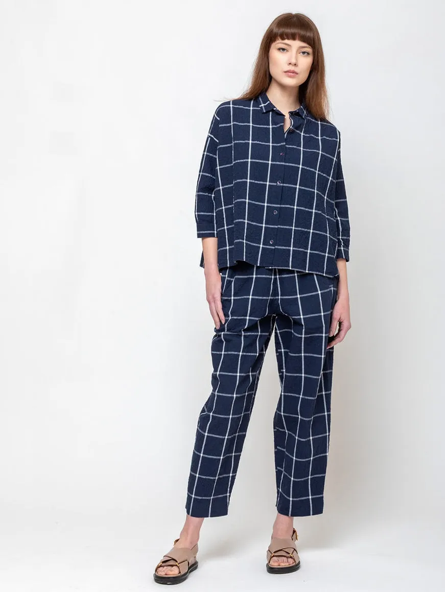 Savannah Crisp Check Shirt - Navy