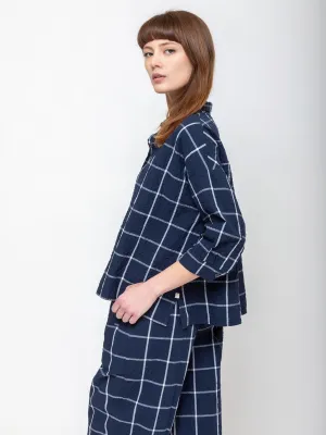Savannah Crisp Check Shirt - Navy