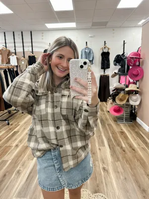 Savannah Mocha Plaid Hood Shacket