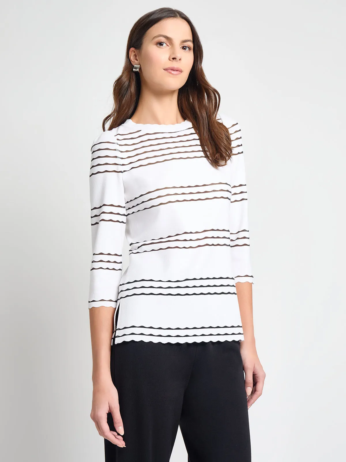 Scalloped Trim Soft Knit Tunic - True Fit