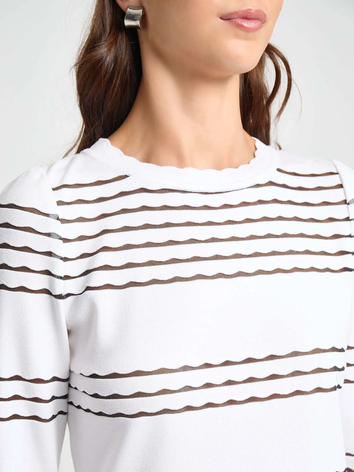 Scalloped Trim Soft Knit Tunic - True Fit