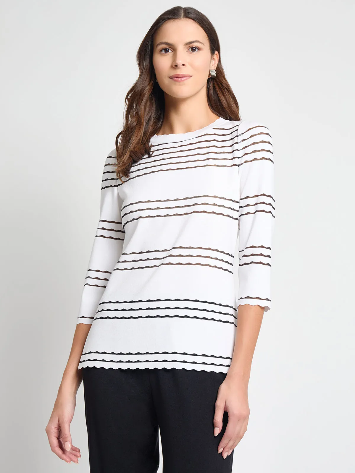 Scalloped Trim Soft Knit Tunic - True Fit
