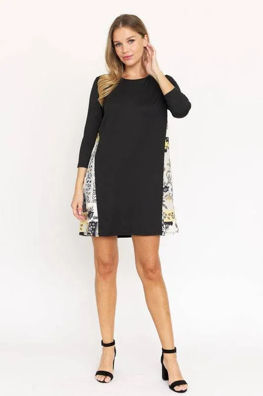 Side Contrast A Line Tunic Dress