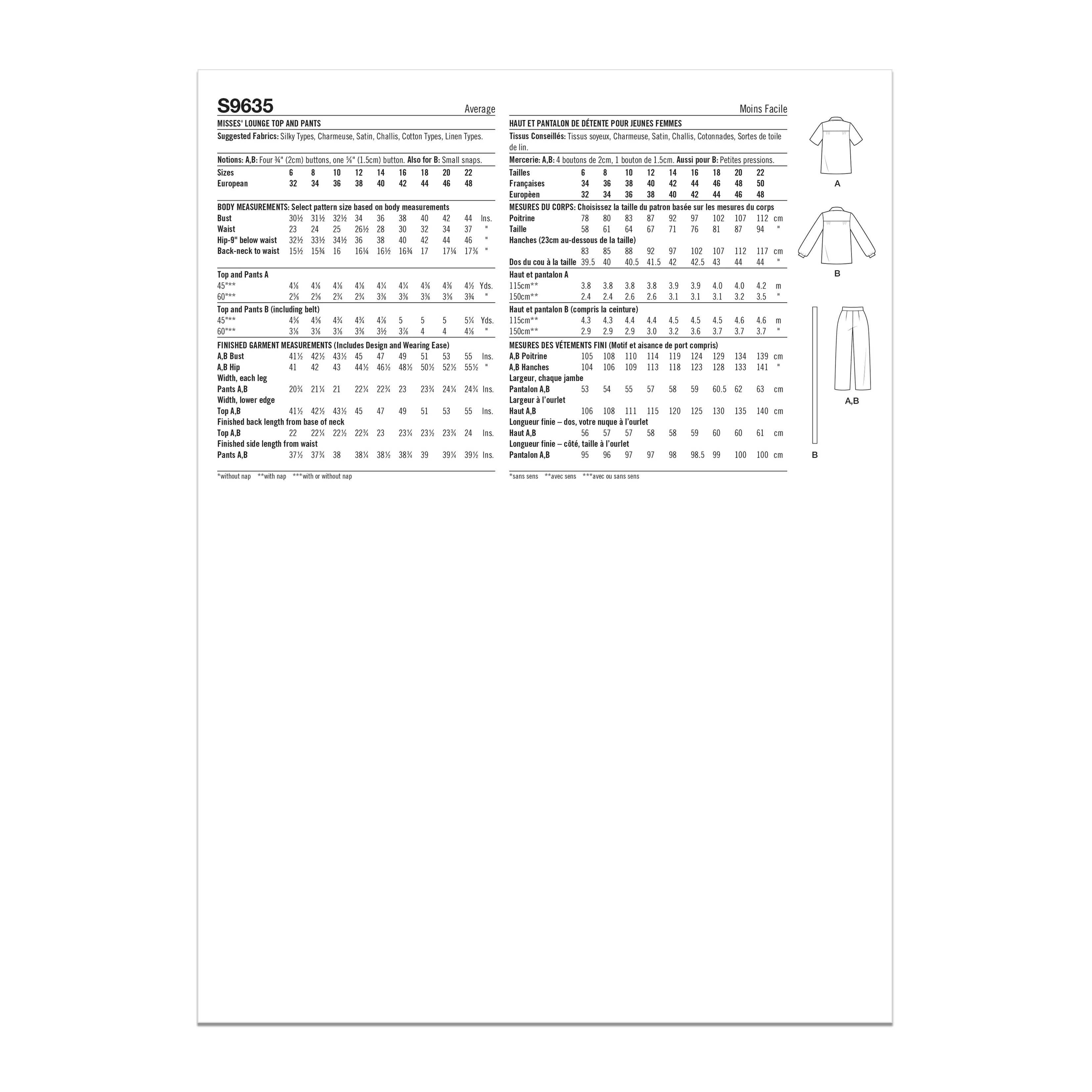 Simplicity Pattern S9635 Misses' Vintage Long Top Pants