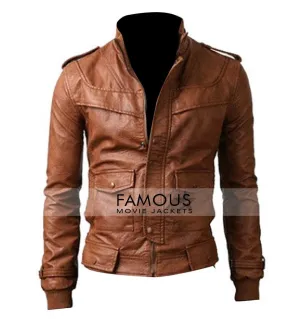 Slim Fit Rider Light Brown Designer Jacket