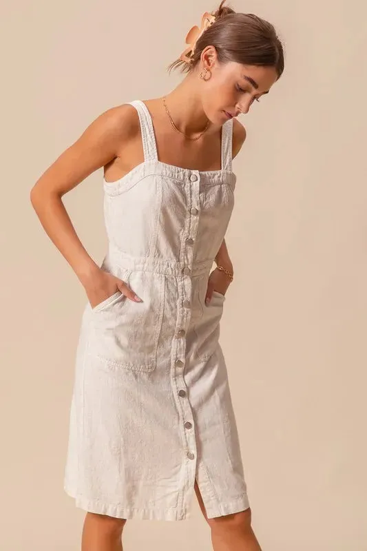 SO ME Button Down Pocket Front Pinafore Dress