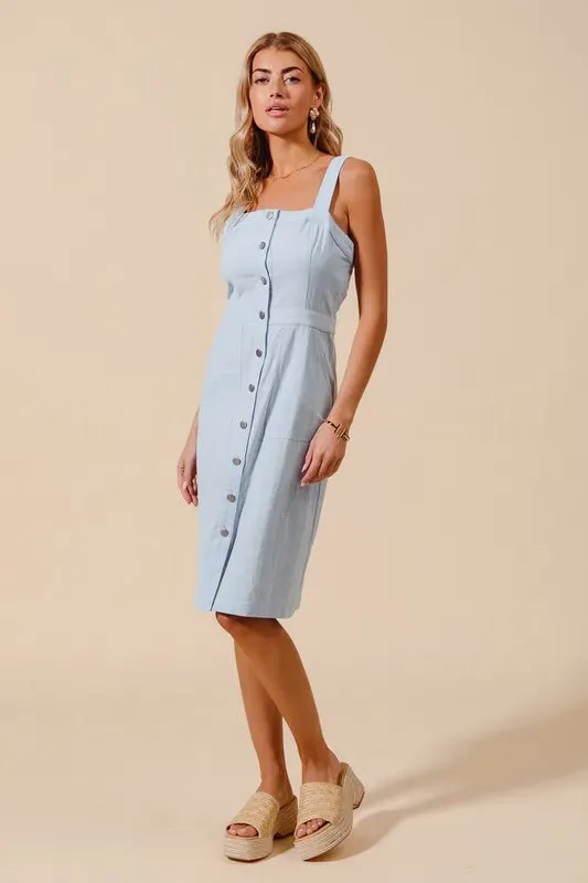 SO ME Button Down Pocket Front Pinafore Dress