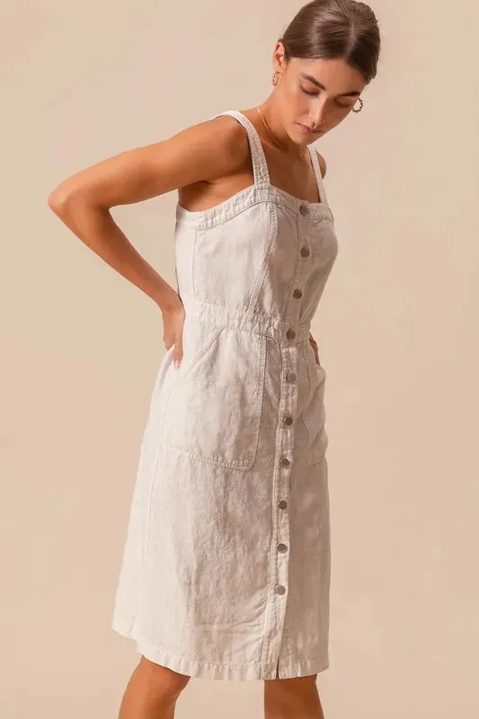 SO ME Button Down Pocket Front Pinafore Dress