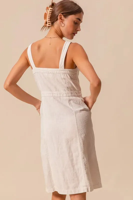 SO ME Button Down Pocket Front Pinafore Dress