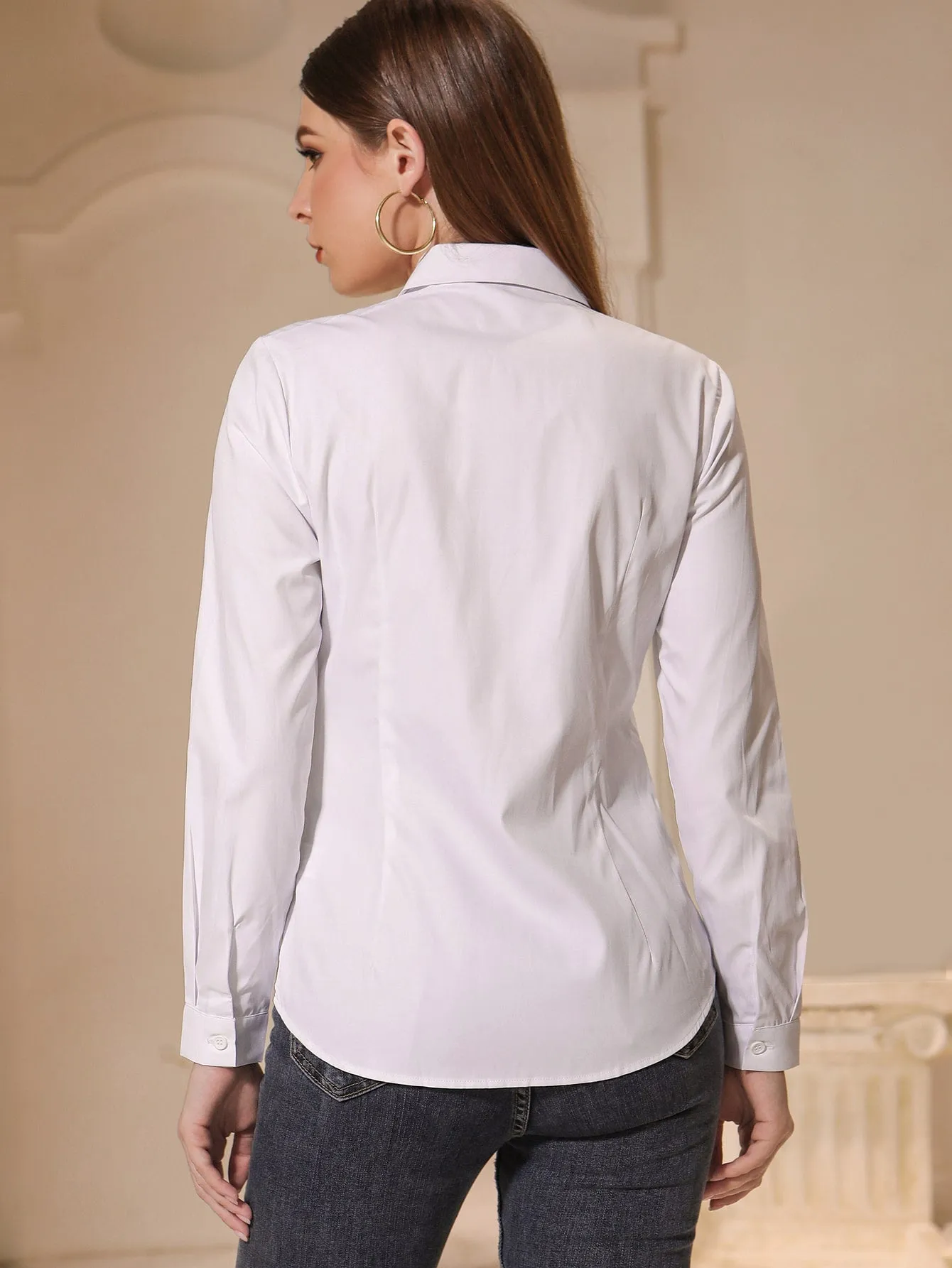 Solid Button Front Shirt