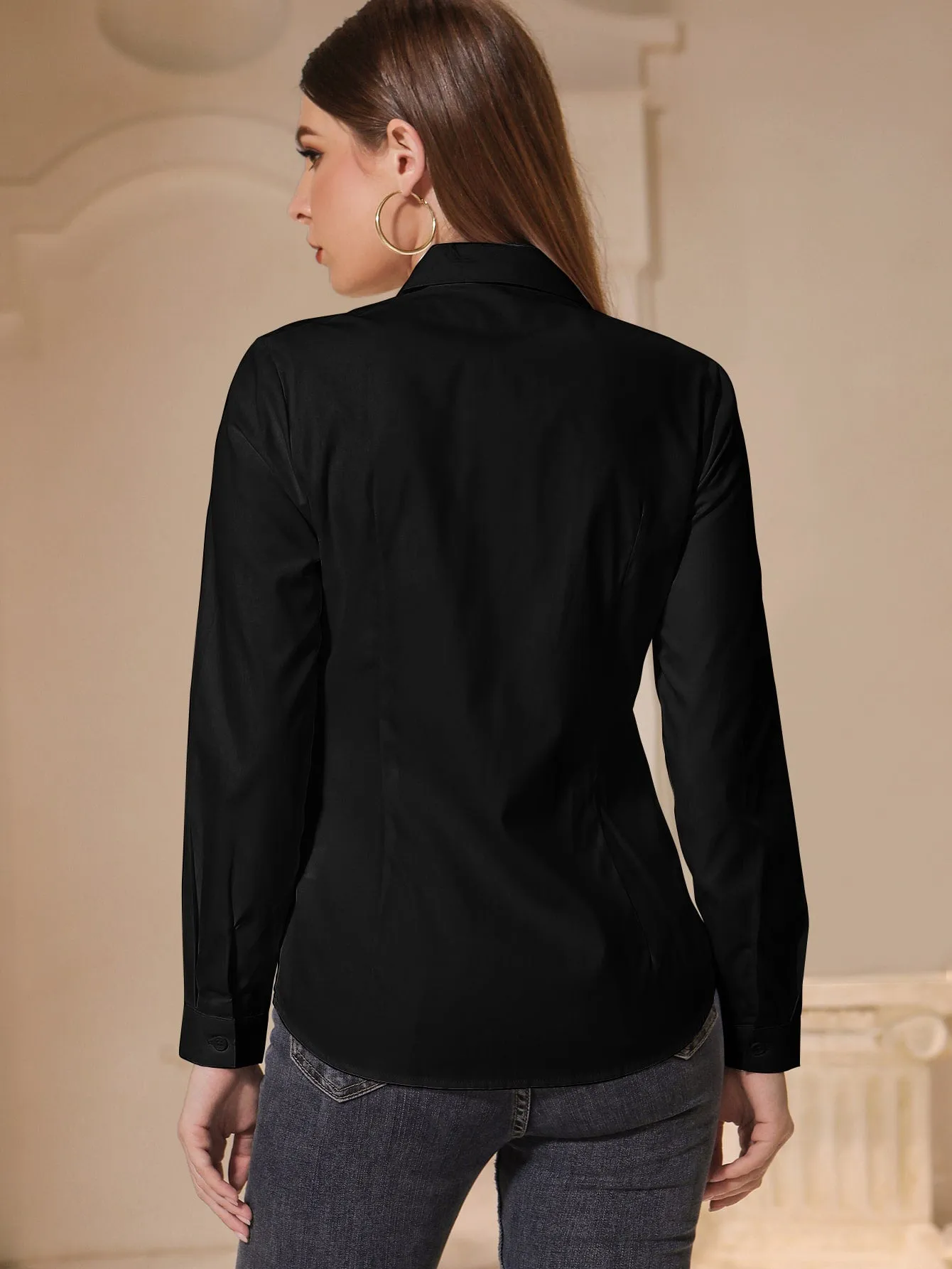 Solid Button Front Shirt