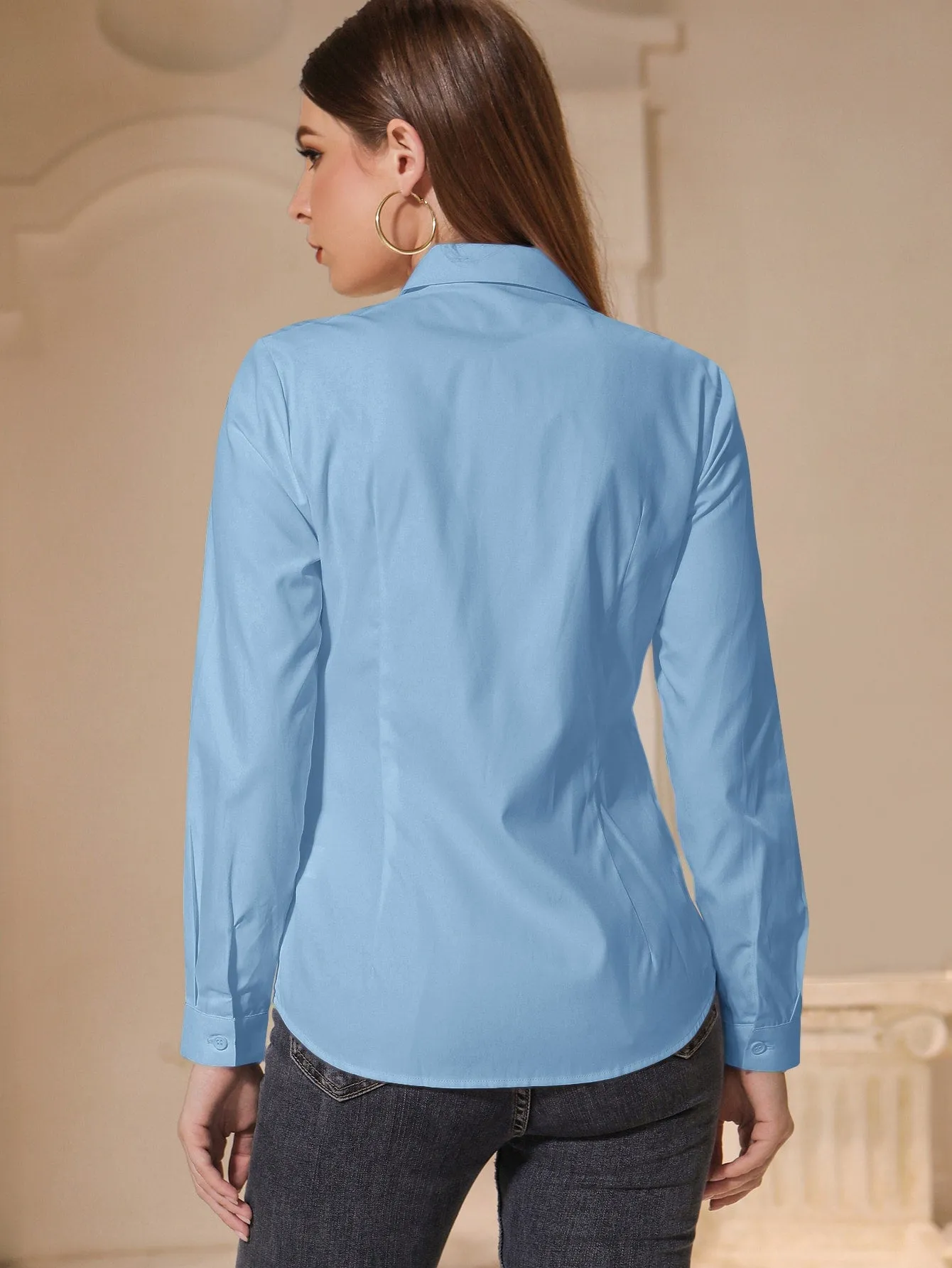 Solid Button Front Shirt