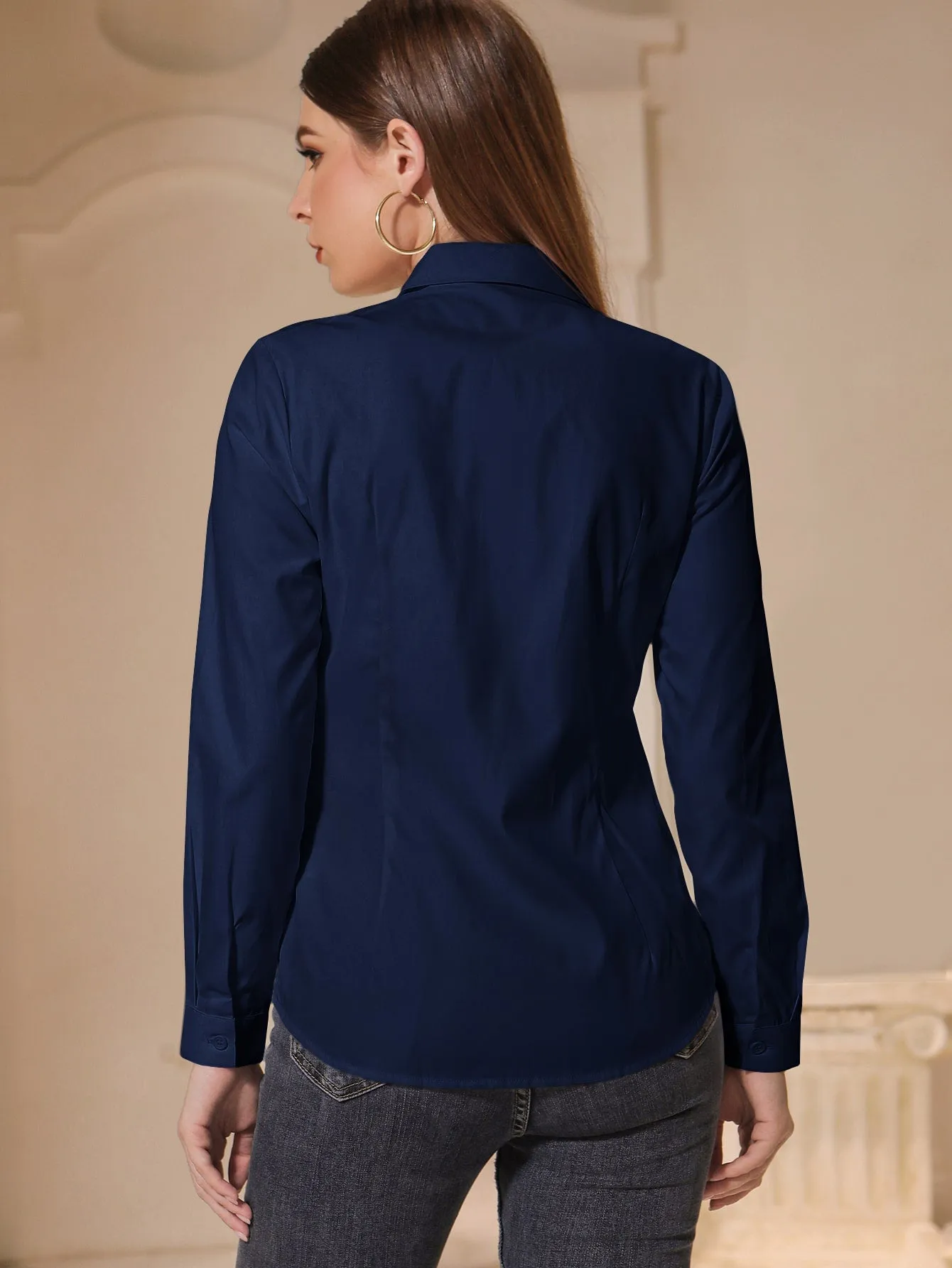 Solid Button Front Shirt