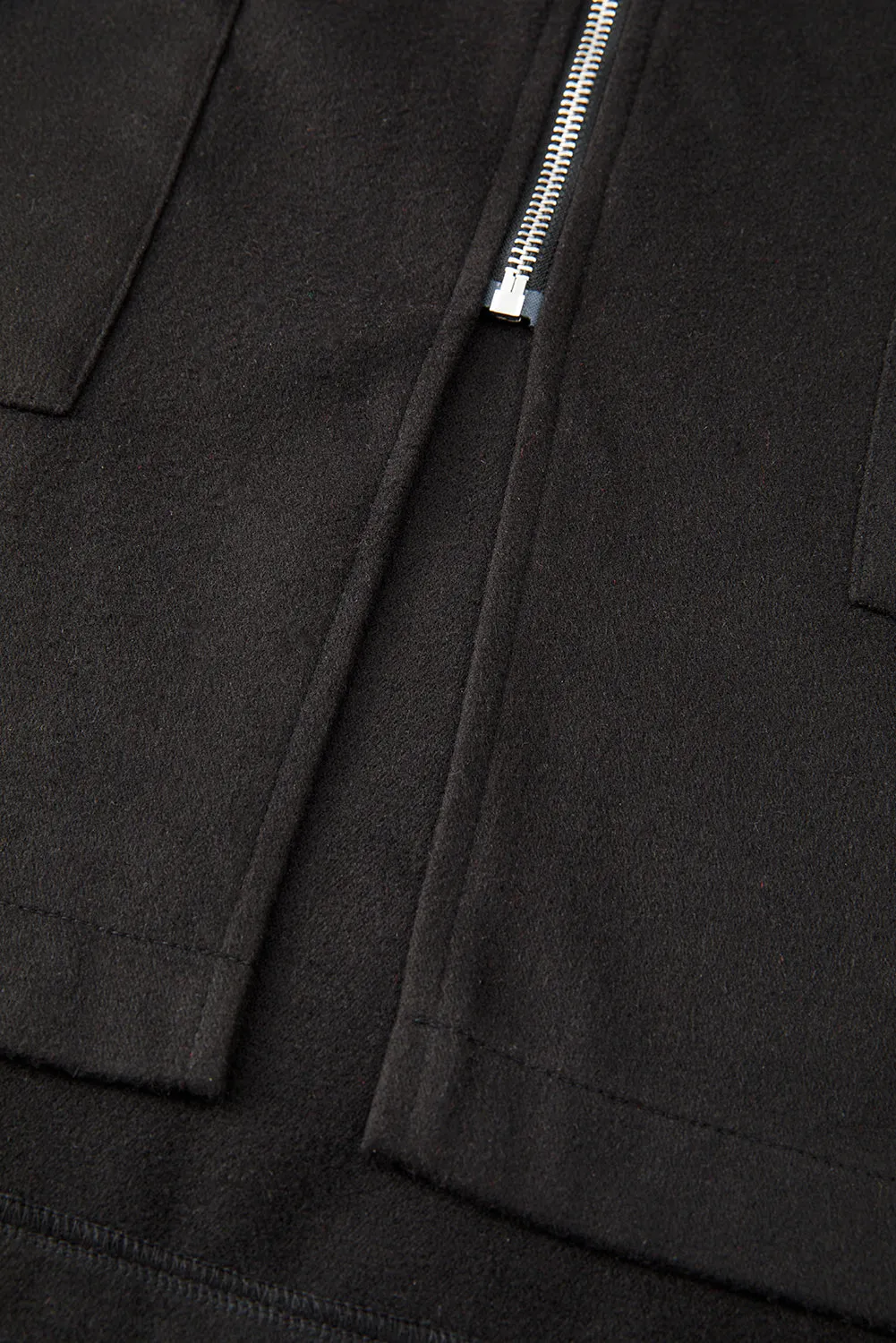 Solid Color Casual Zipper Hooded Jacket in Black or Khaki