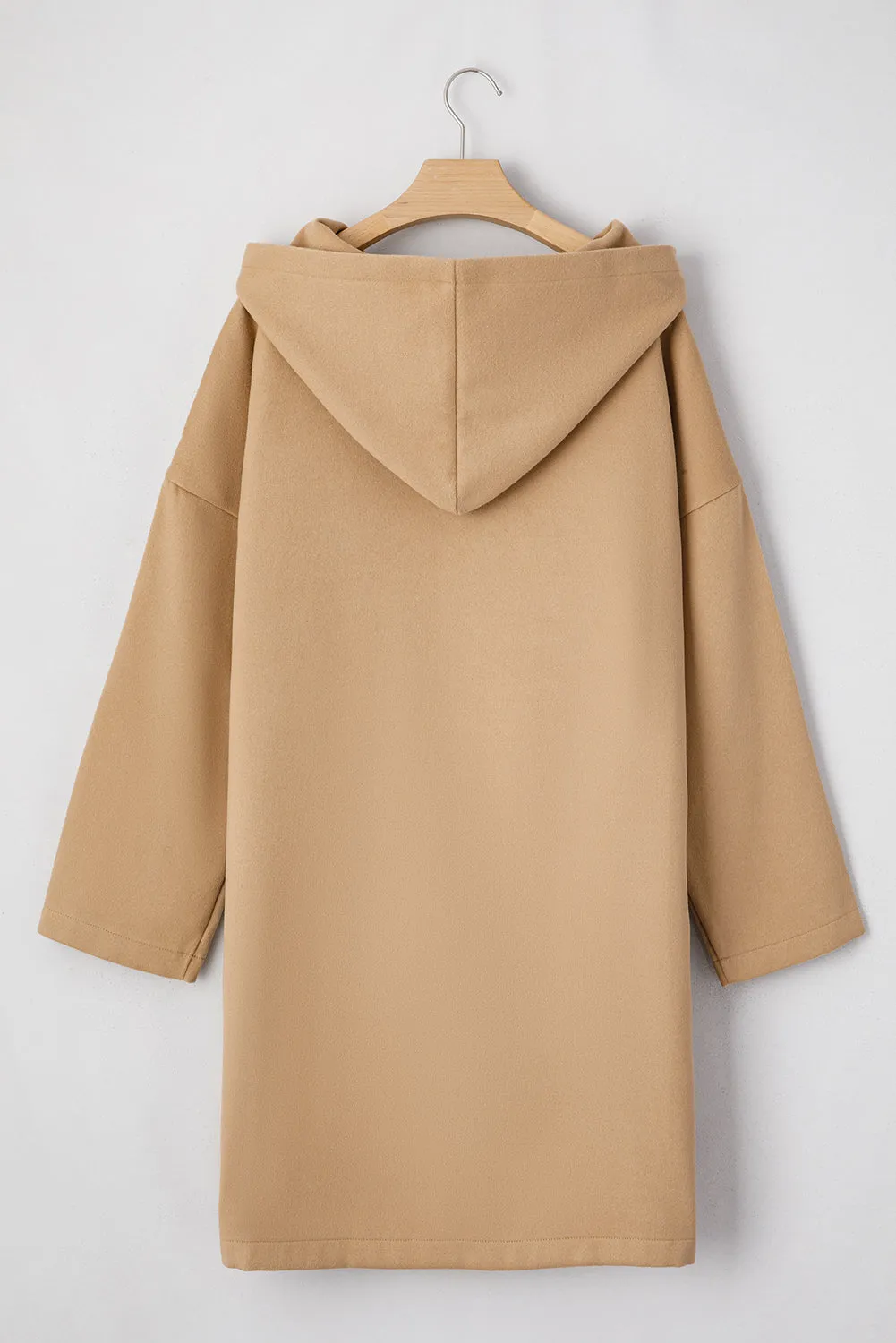 Solid Color Casual Zipper Hooded Jacket in Black or Khaki