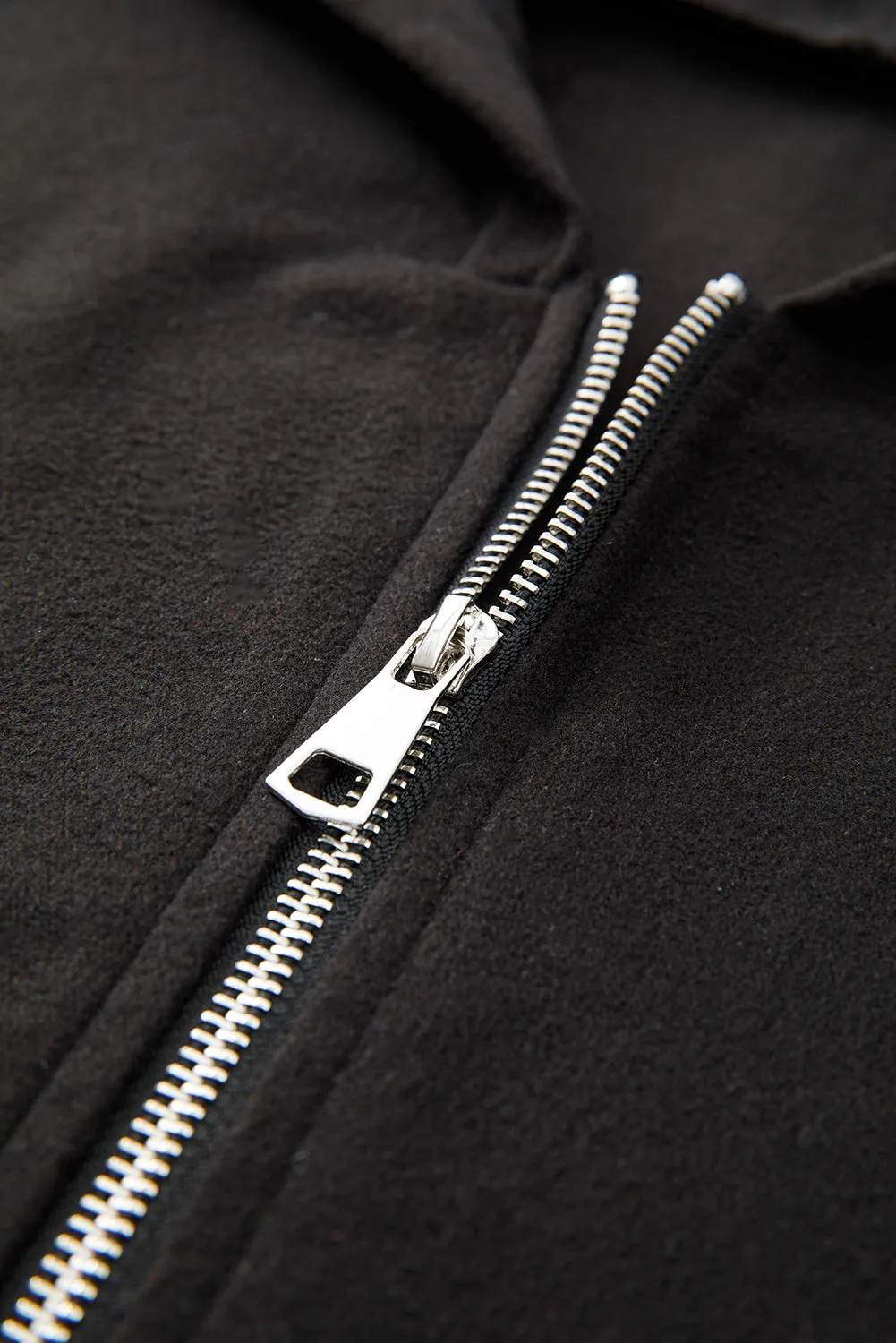 Solid Color Casual Zipper Hooded Jacket in Black or Khaki