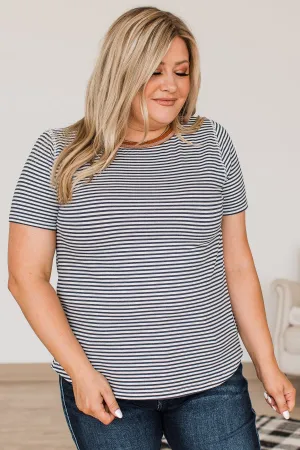 Someone To Hold Striped Top- Navy