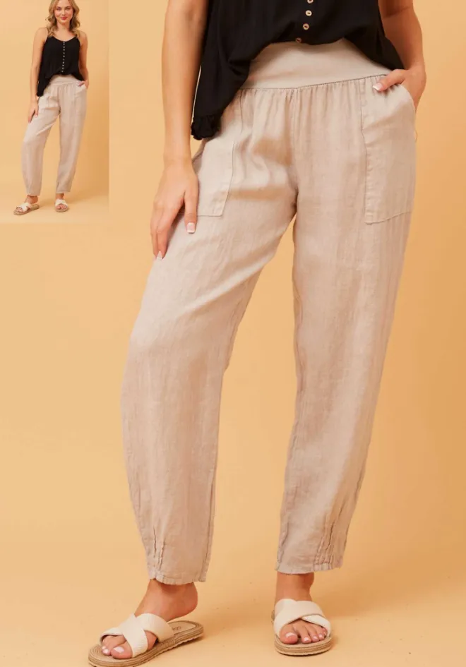 Sorrento Linen Pants - Stone