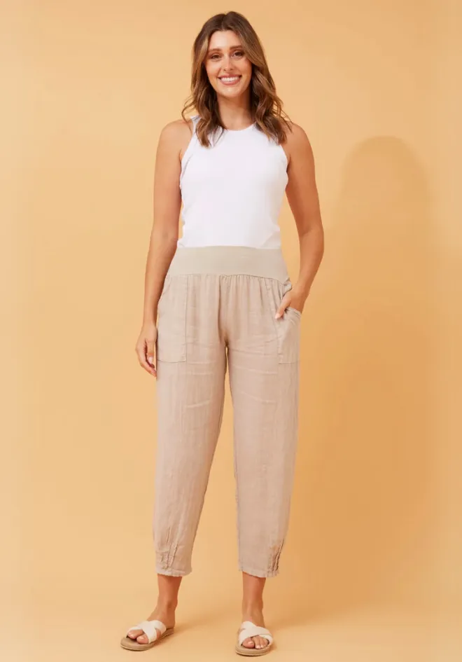 Sorrento Linen Pants - Stone