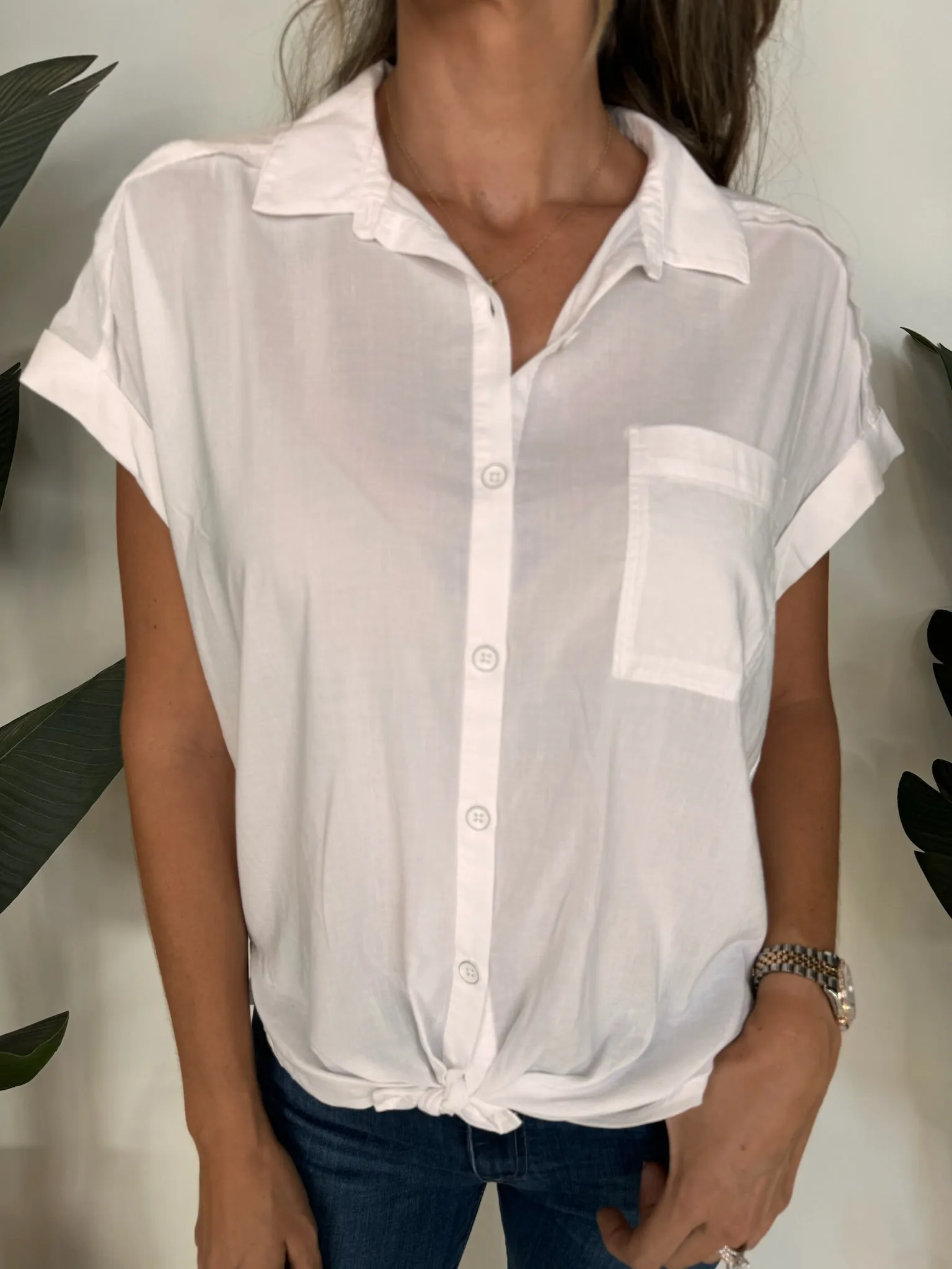 Splendid Short Sleeve Paige Shirt White