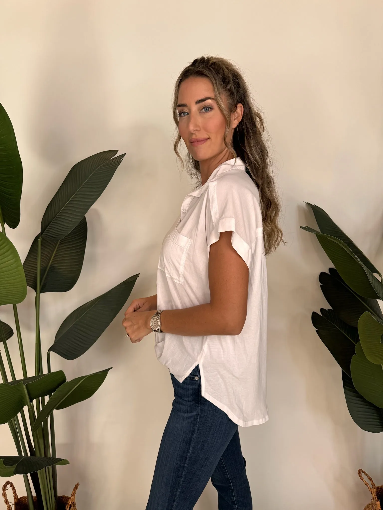 Splendid Short Sleeve Paige Shirt White
