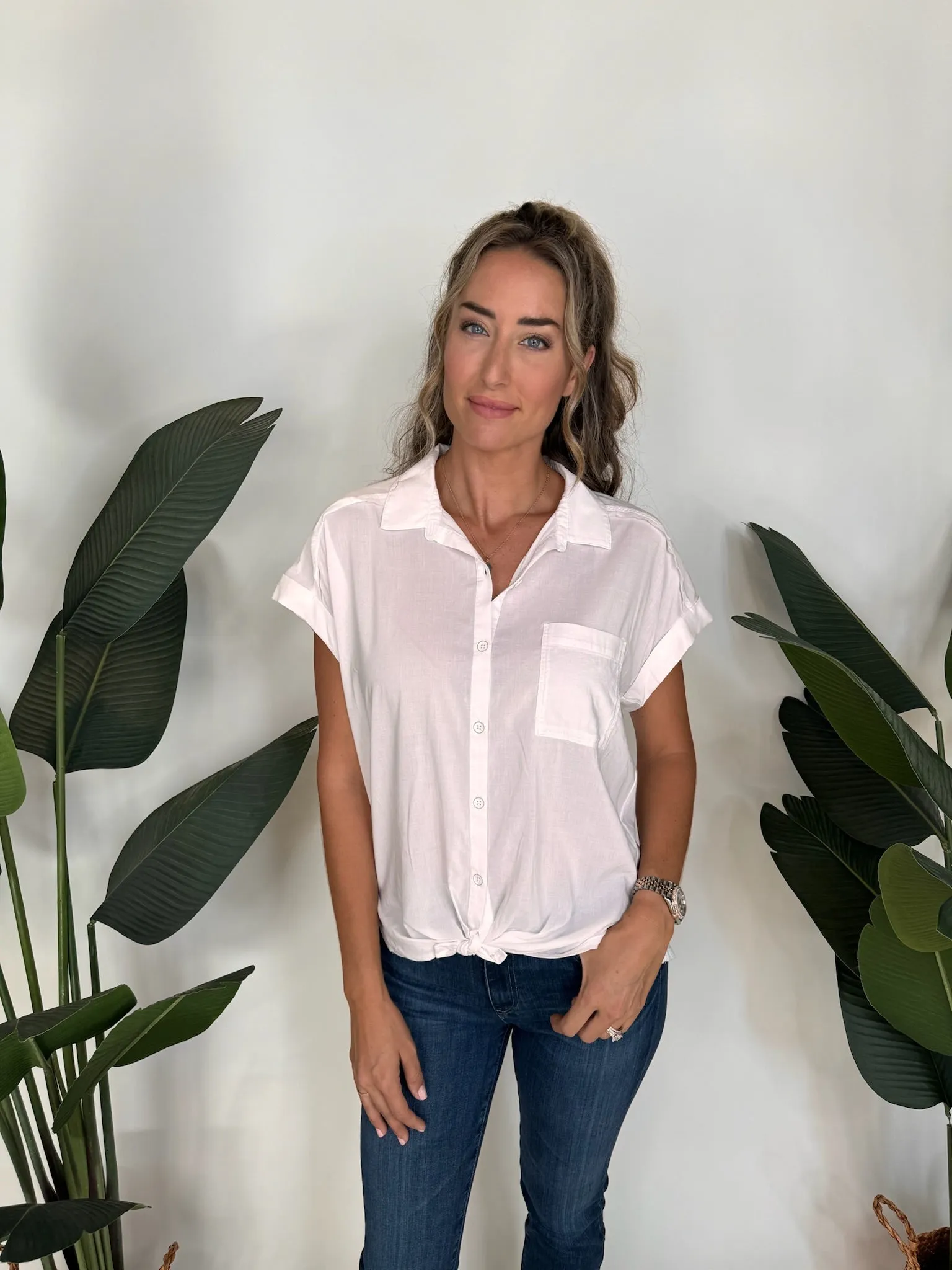 Splendid Short Sleeve Paige Shirt White