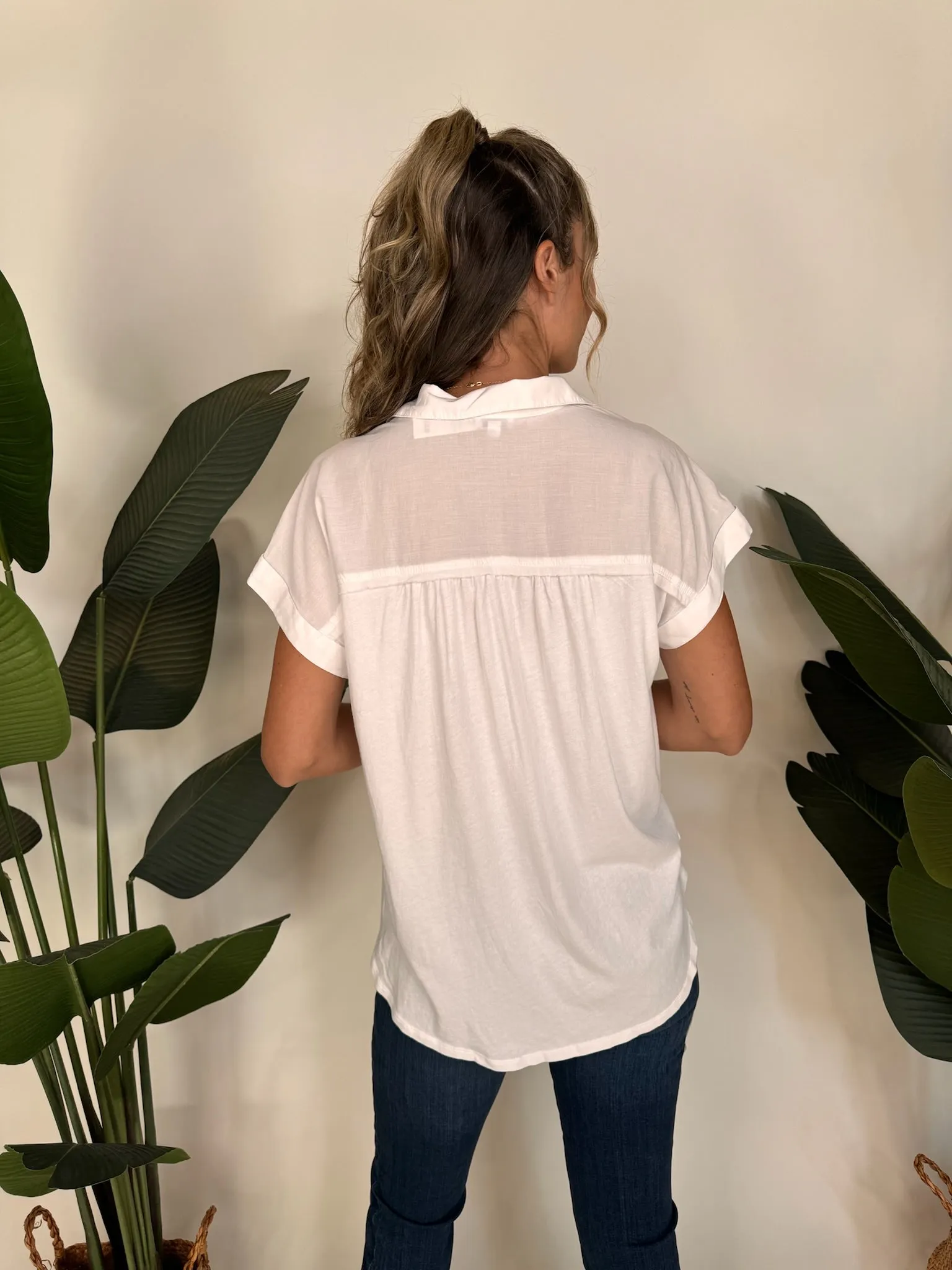 Splendid Short Sleeve Paige Shirt White