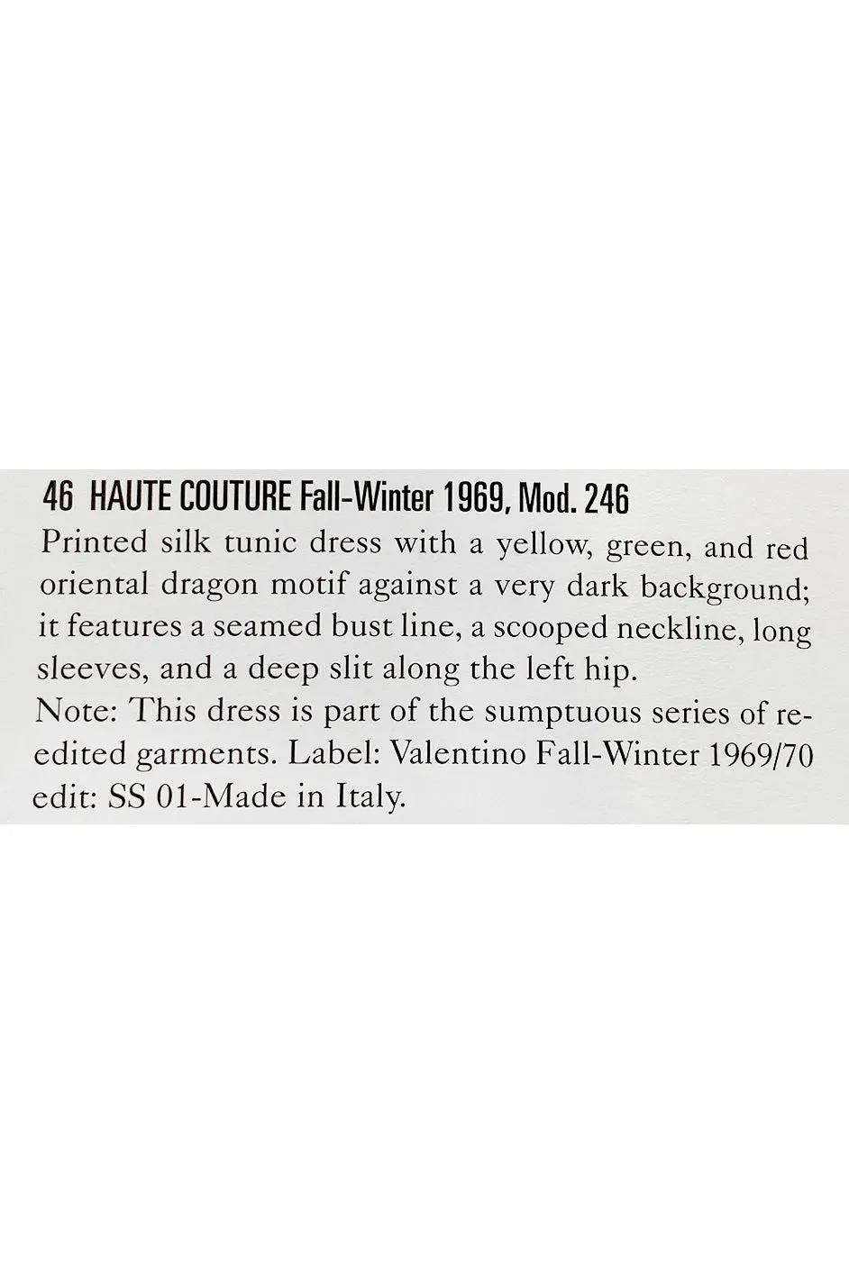 Spring 2001 Valentino Re-Edit of the Famous 1969 Haute Couture Printed Silk Dragon Dress