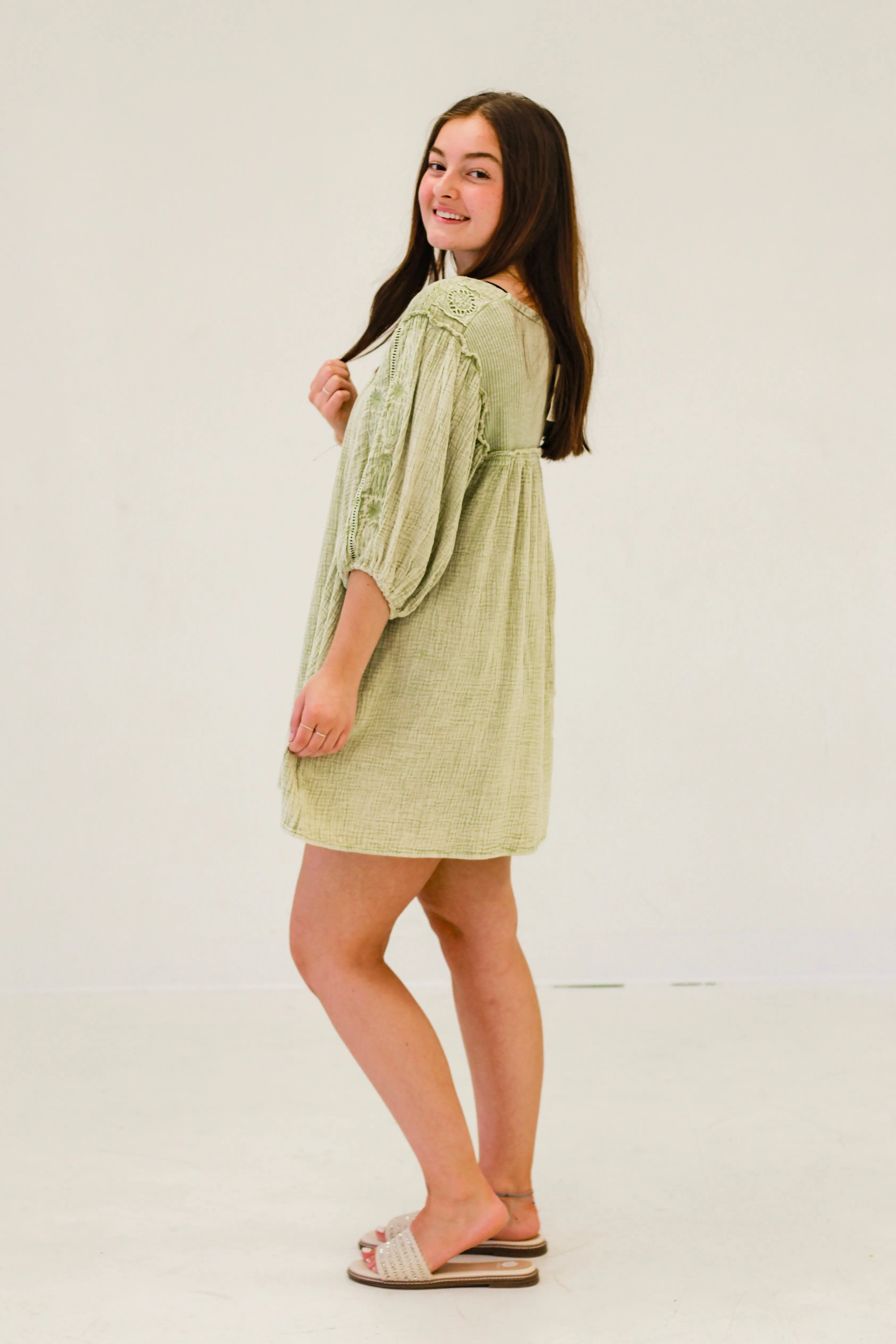 Spring Fling Tunic Dress in Sage