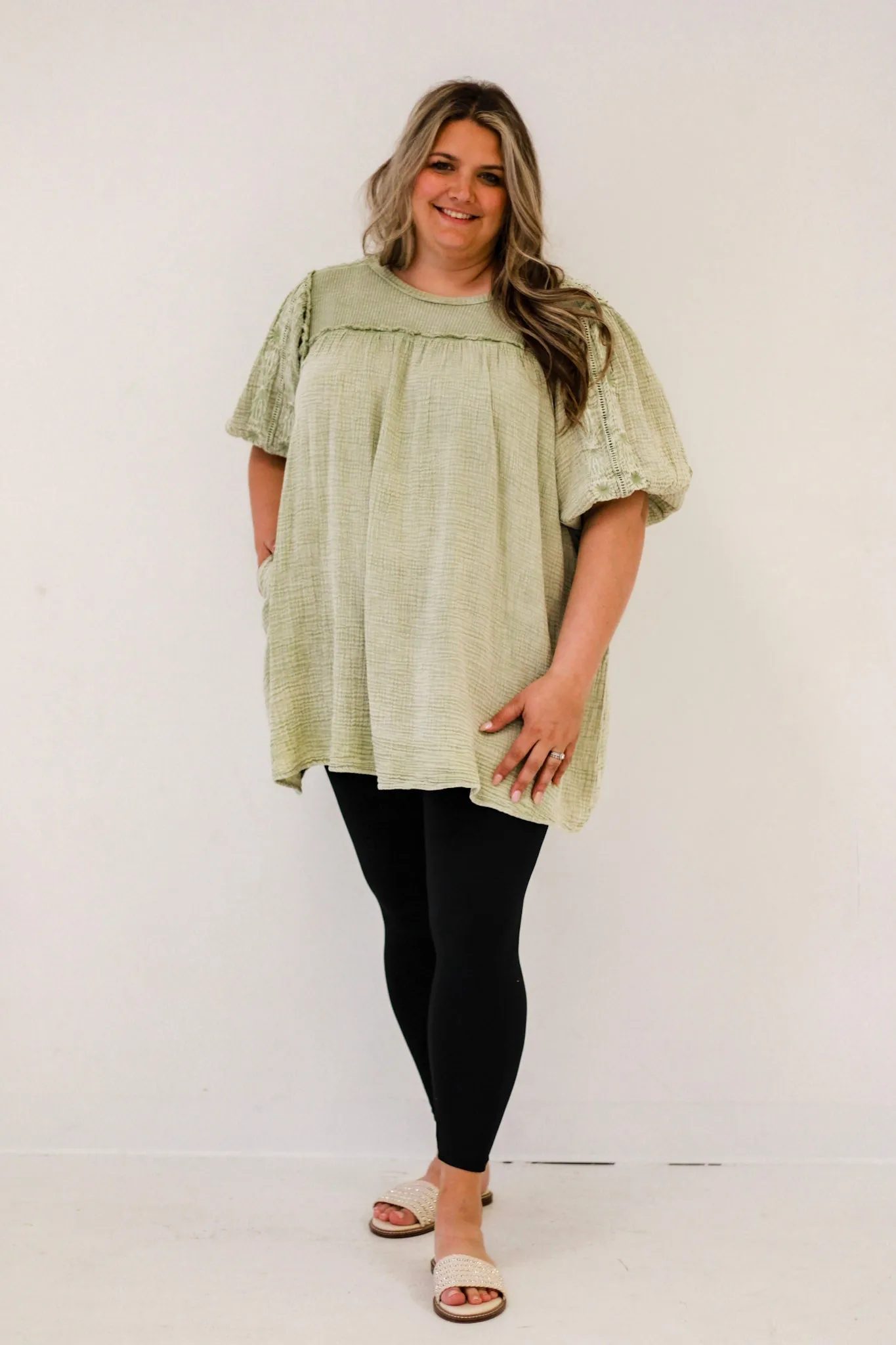 Spring Fling Tunic Dress in Sage
