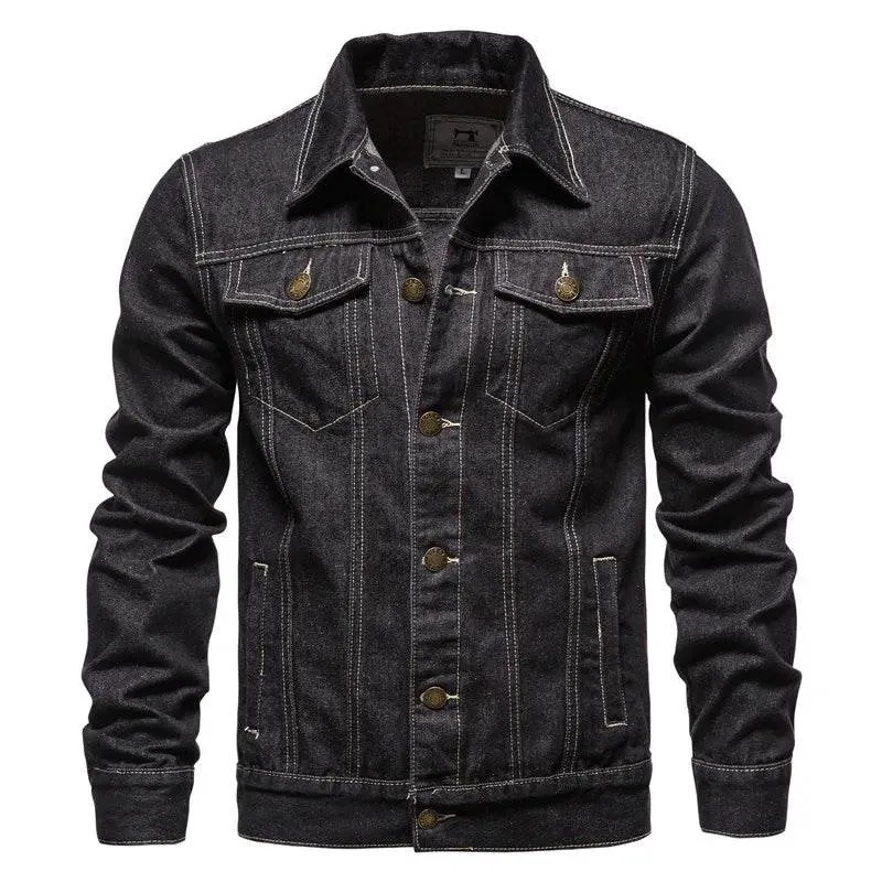 Spring Men Solid Lapel Denim Jackets Fashion Motorcycle Jeans Jackets Hommes Slim Fit