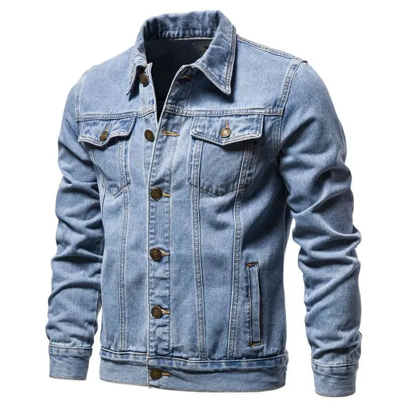 Spring Men Solid Lapel Denim Jackets Fashion Motorcycle Jeans Jackets Hommes Slim Fit