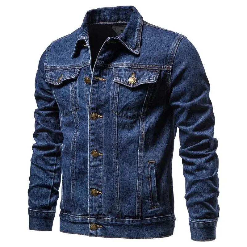 Spring Men Solid Lapel Denim Jackets Fashion Motorcycle Jeans Jackets Hommes Slim Fit