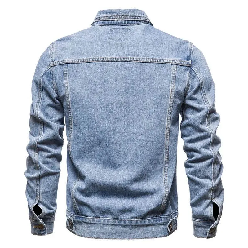 Spring Men Solid Lapel Denim Jackets Fashion Motorcycle Jeans Jackets Hommes Slim Fit