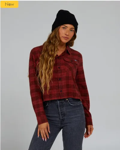 Stay Golden Crop Flannel-Women's