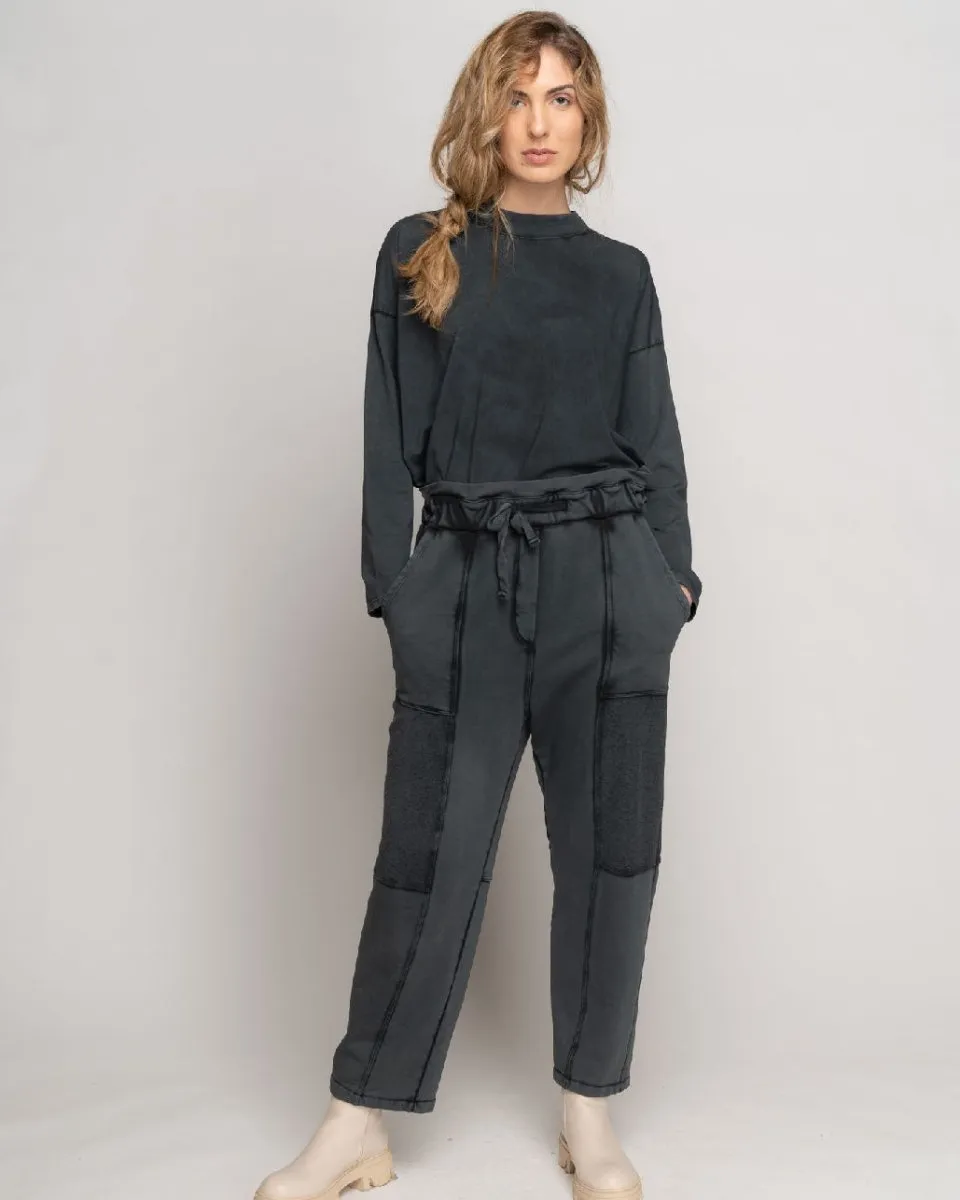 Stonewash Panelled Seamed Sweatpant